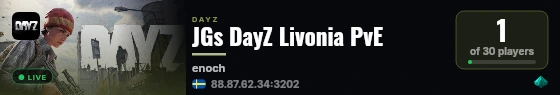 JGs DayZ Livonia PvE live status badge