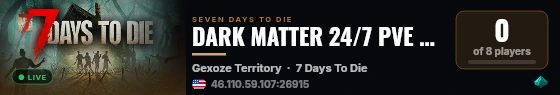 DARK MATTER 24/7 PVE TOUGH live status badge
