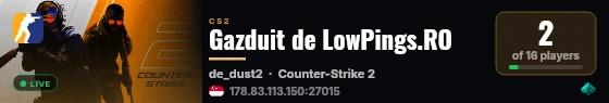 Gazduit de LowPings.RO live status badge