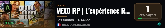 VEXO RP | L'expérience Roleplay Next Gen live status badge