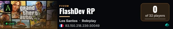 FlashDev RP live status badge