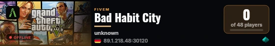Bad Habit City live status badge