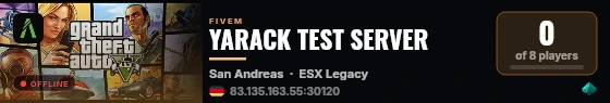 YARACK TEST SERVER live status badge