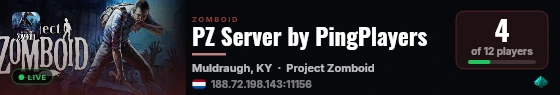 PZ Server by PingPlayers live status badge