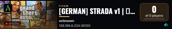 [GERMAN] STRADA v1 | ⚔️ FFA | ☠️ Gangwars | 🛫 Lootdrops | 🔫 Ammunationraeube | 🧪 Fraktions-Labore und Camper | 🏞️ Custom Maps | 🌿 Legale/Illegale Routen | 🎣 Angel-System | 🎯 CUSTOM SCRIPTS | 🔥 HIGH PERFORMANCE 🔥 live status badge