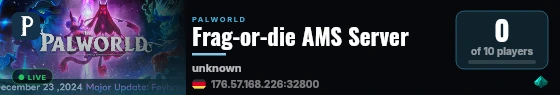 Frag-or-die AMS Server live status badge