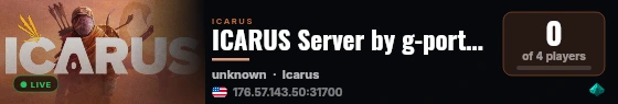 ICARUS Server by g-portal.com live status badge