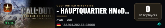 - HAUPTQUARTIER HMoD - [HQHM] - RELOADED Small Maps live status badge