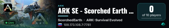 ARK SE - Scorched Earth - (v361.7) live status badge