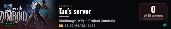 Tax's server live status badge