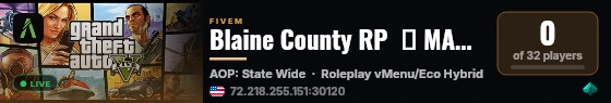 Blaine County RP  ➜ MASS BAN WIPE live status badge