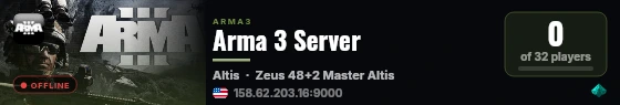 Arma 3 Server live status badge