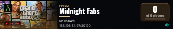 Midnight Fabs live status badge