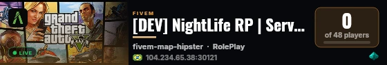 [DEV] NightLife RP | Servidor de Pruebas live status badge