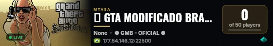 ✖ GTA MODIFICADO BRASIL ✖ ミ 【 Veiculos, Skins, Eventos 】 - Play/Freeroam live status badge