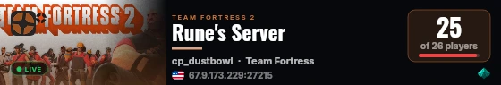 Rune's Server live status badge