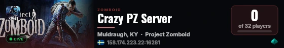 Crazy PZ Server live status badge