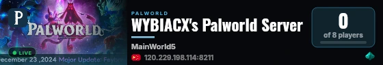 WYBIACX's Palworld Server live status badge