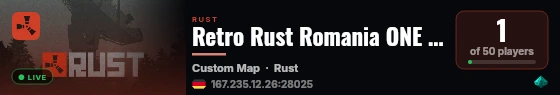 Retro Rust Romania ONE GRID live status badge