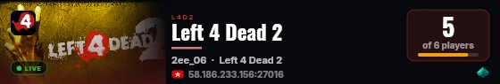Left 4 Dead 2 live status badge