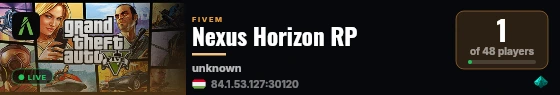 Nexus Horizon RP live status badge