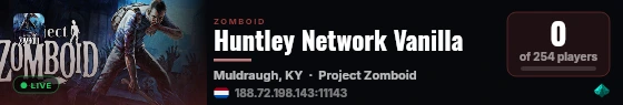 Huntley Network Vanilla live status badge