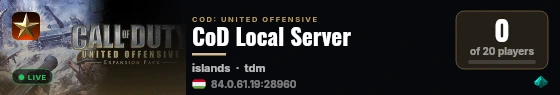 CoD Local Server live status badge
