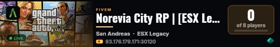 Norevia City RP | [ESX Legacy] live status badge