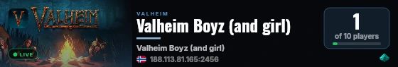Valheim Boyz (and girl) live status badge