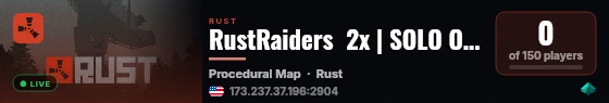 RustRaiders  2x | SOLO ONLY | Mondays live status badge