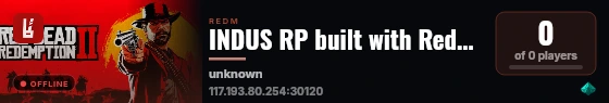 INDUS RP built with RedM Basic Server! live status badge