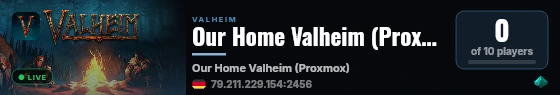 Our Home Valheim (Proxmox) live status badge