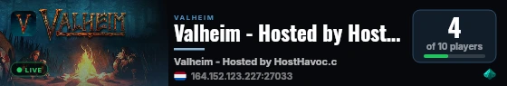 Valheim - Hosted by HostHavoc.com live status badge
