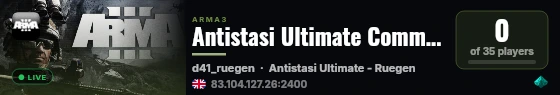 Antistasi Ultimate Community Server 1 live status badge