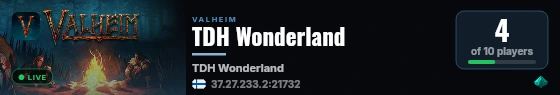 TDH Wonderland live status badge