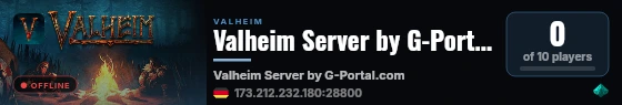 Valheim Server by G-Portal.com live status badge