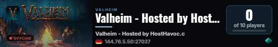 Valheim - Hosted by HostHavoc.com live status badge