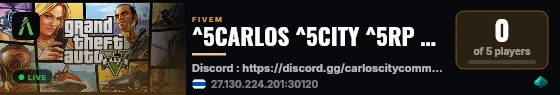 ^5CARLOS ^5CITY ^5RP ^2COMMUNITY | live status badge