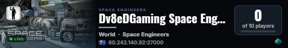 Dv8eDGaming Space Engineer Server live status badge