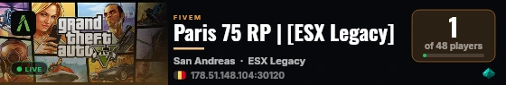 Paris 75 RP | [ESX Legacy] live status badge