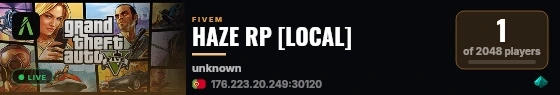HAZE RP [LOCAL] live status badge