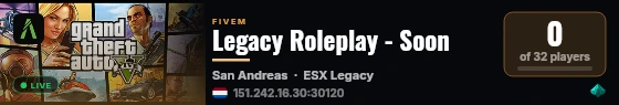 Legacy Roleplay - Soon live status badge