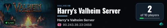 Harry's Valheim Server live status badge