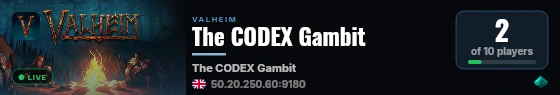The CODEX Gambit live status badge