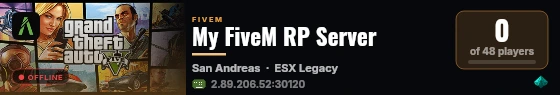 My FiveM RP Server live status badge
