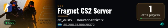 Fragnet CS2 Server live status badge