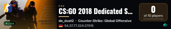 CS:GO 2018 Dedicated Server live status badge