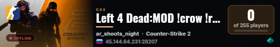 Left 4 Dead:MOD !crow !rocket live status badge