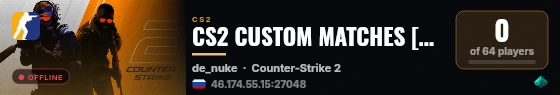 CS2 CUSTOM MATCHES [RU] — CYBERSHOKE.NET live status badge