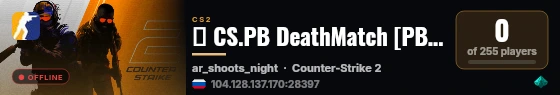 🟢 CS.PB DeathMatch [PB+DE]FFA-128TK live status badge